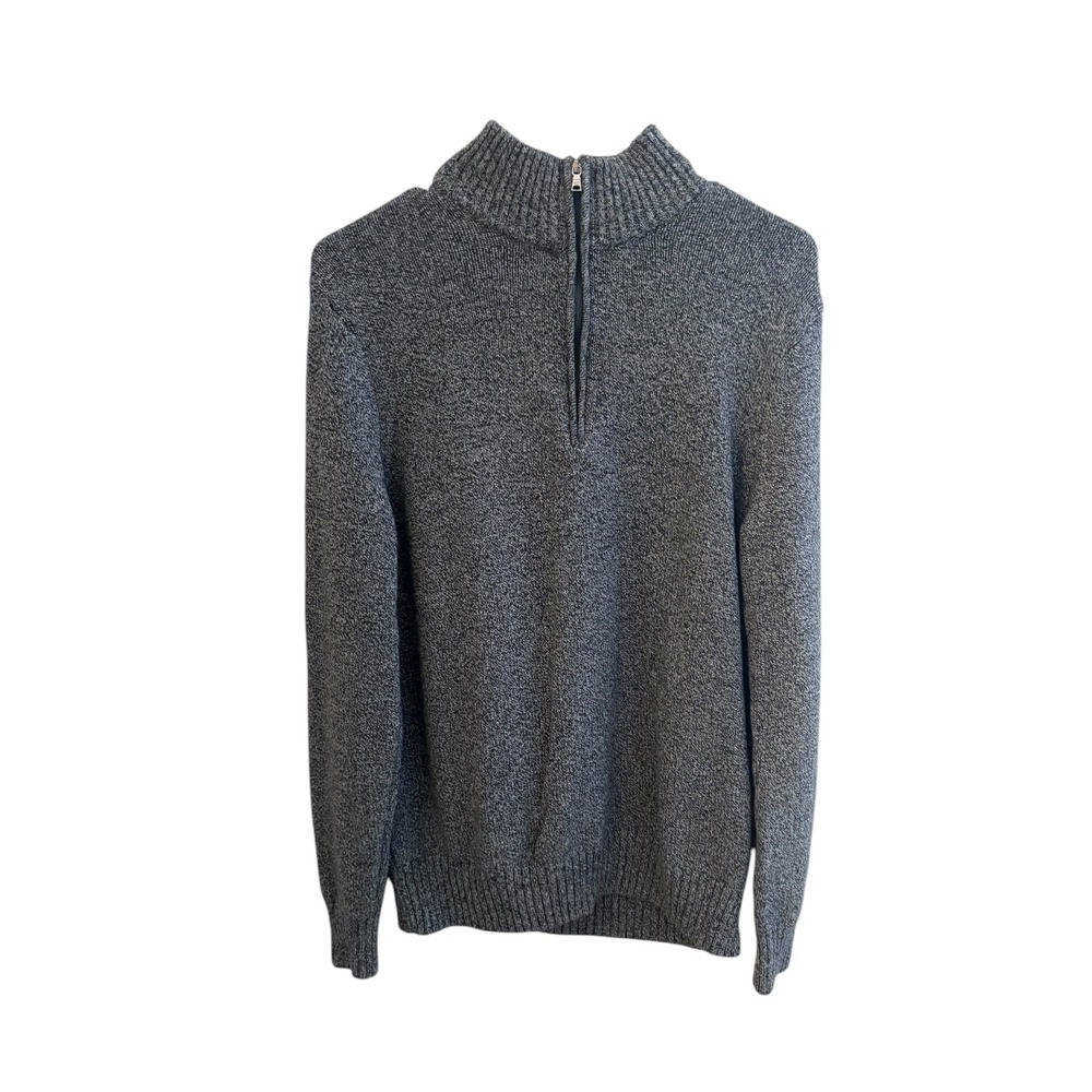 Calvin‎ Klein Men's Gray 100% Cotton Half Zip Mock Neck Sweater Size Medium - Picture 2 of 8